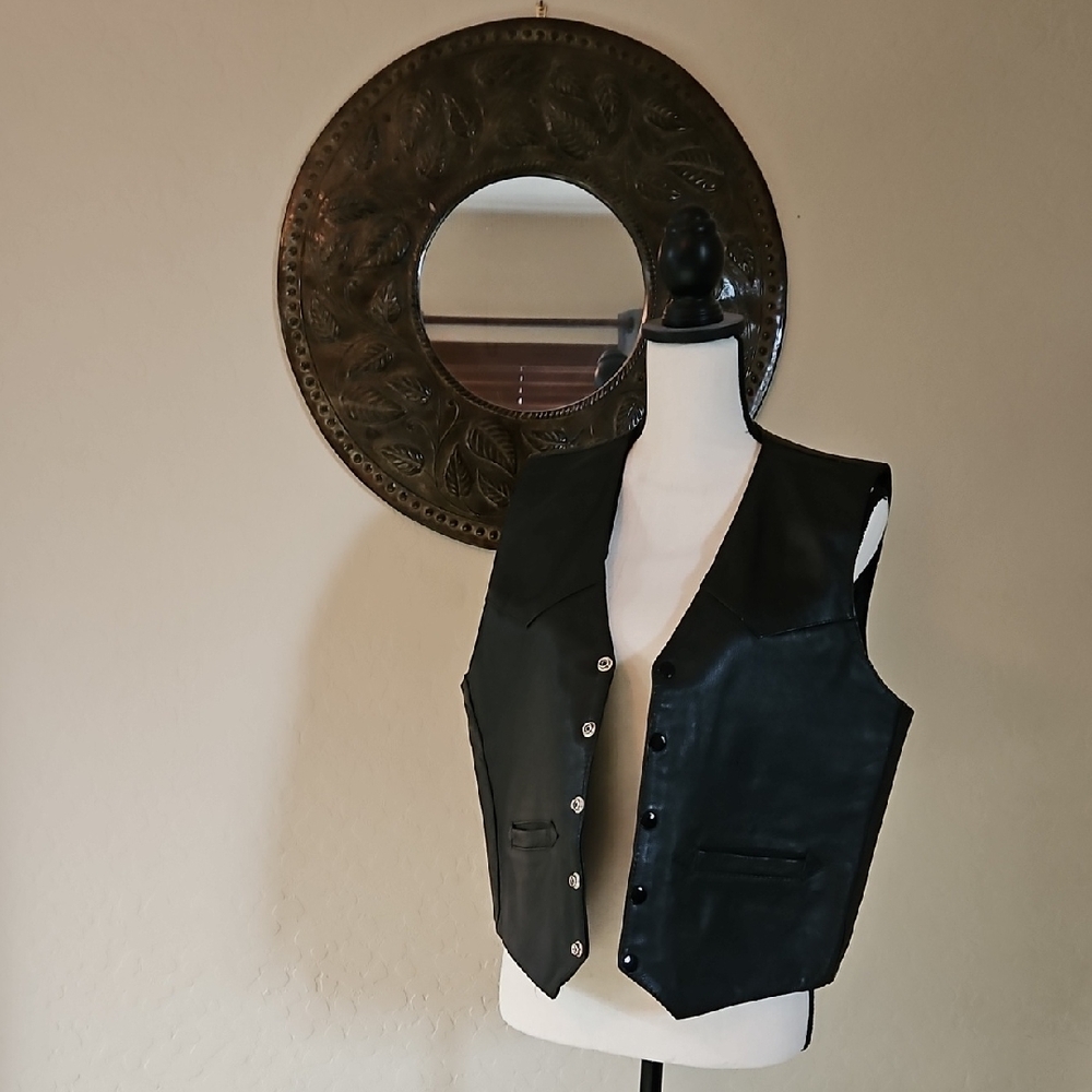 Chrome Gear By Custom Chrome Riding Gear Black Leather Vest Mens Size 42